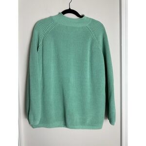 Talbots Ribbed Mock Neck Seafoam Knit Sweater Women Sz XL Chunky Cozy